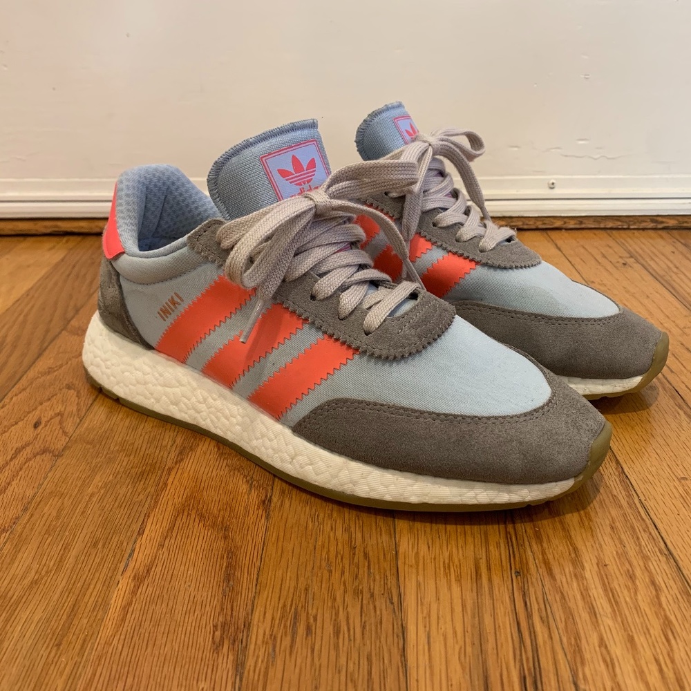 Adidas Iniki Runner (Blue/Grey/Coral) - US Men's 8